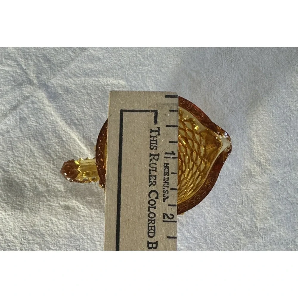 Fenton Amber Hobnail Creamer And Toothpick Holder Scalloped Edge VTG‎